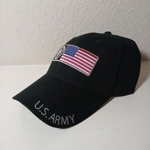 United States Army Strapback Baseball Cap Black One Size Adjustable #P4
